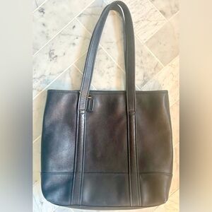 Vintage Coach Navy Blue Leather Shoulder Tote 6509 Hampton Shopper